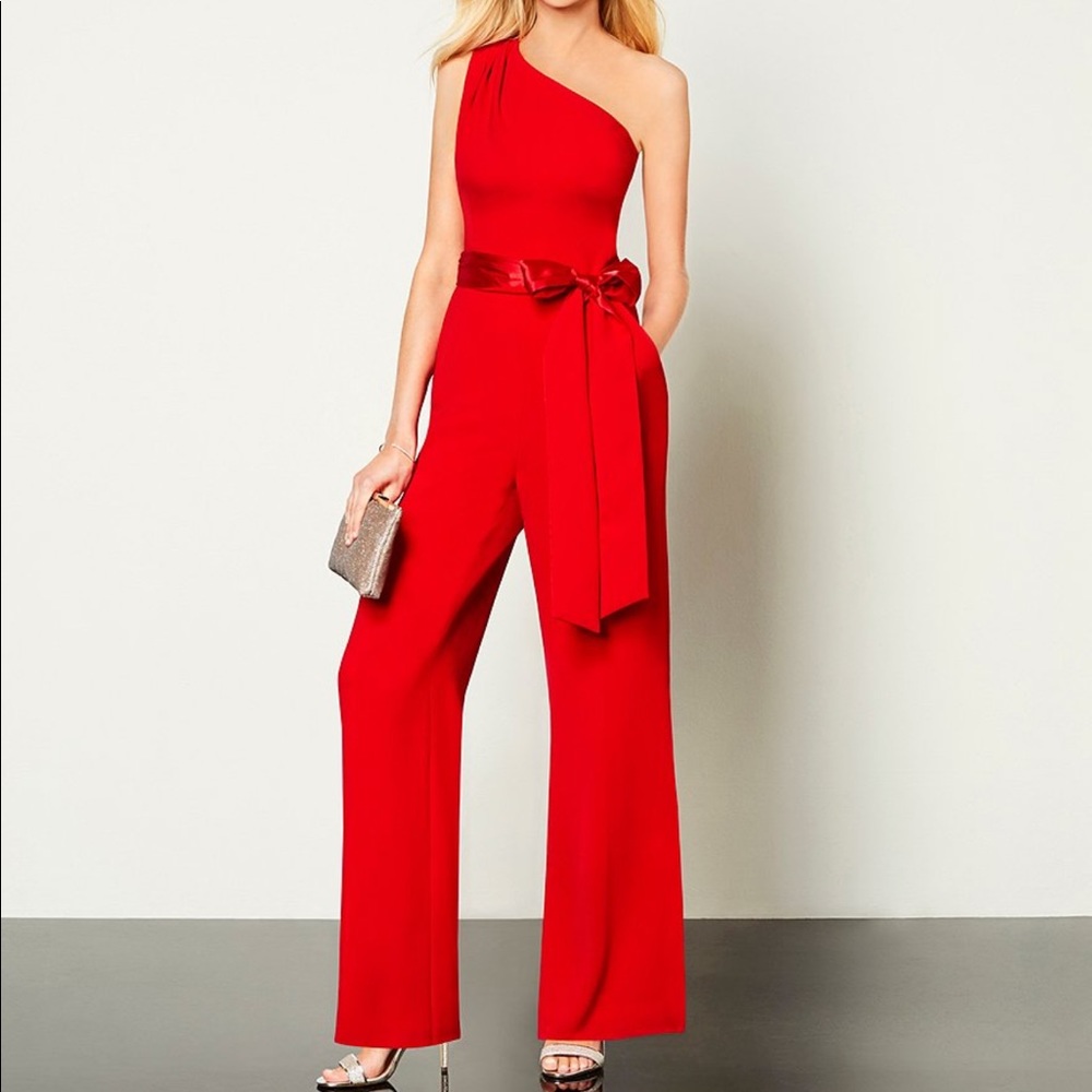 TAHARI one shoulder jumpsuit